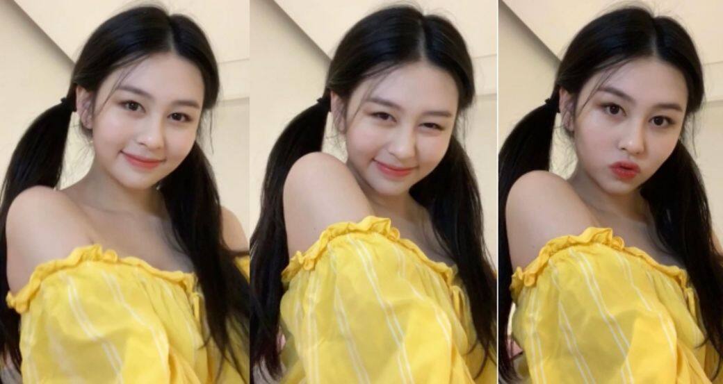 18歲的沈月不時透過IG上傳自拍照,穿上黃色露肩上衣露出白滑肩膀,青 18歲的沈月不時透過IG上傳自拍照,穿上黃色露肩上衣露出白滑肩膀,青