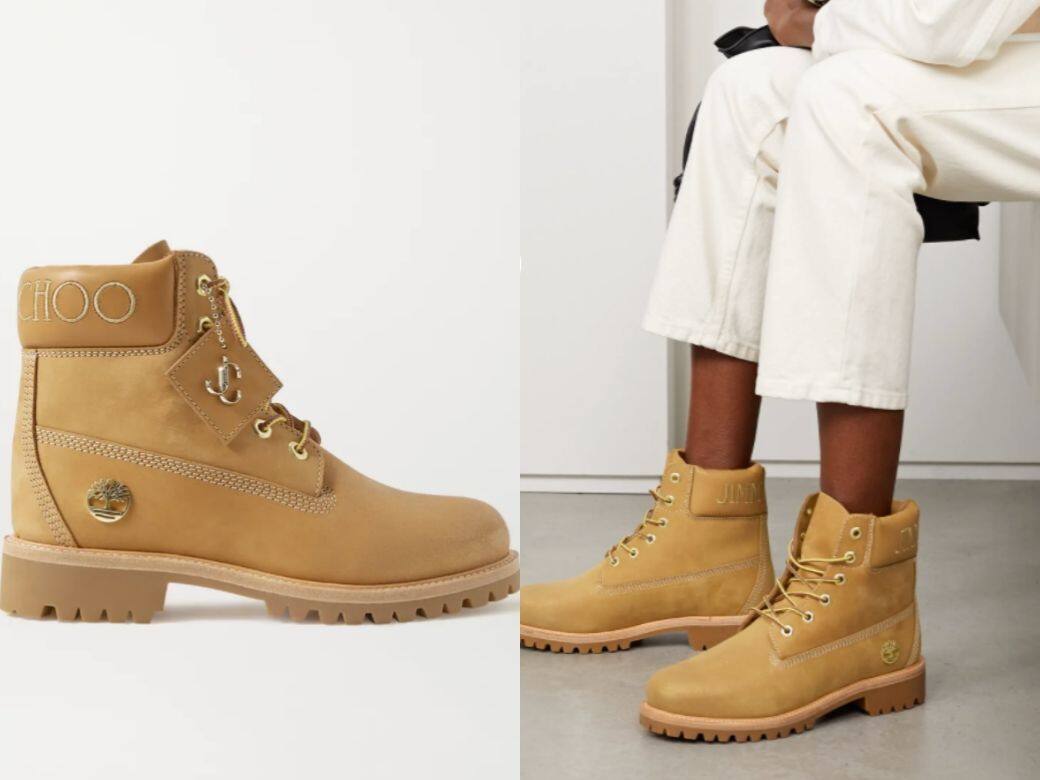 也藉此為大家再介紹一對Jimme Choo x Timberland聯名登山靴,鞋履將後者logo與鞋帶孔 也藉此為大家再介紹一對Jimme Choo x Timberland聯名登山靴,鞋履將後者logo與鞋帶孔