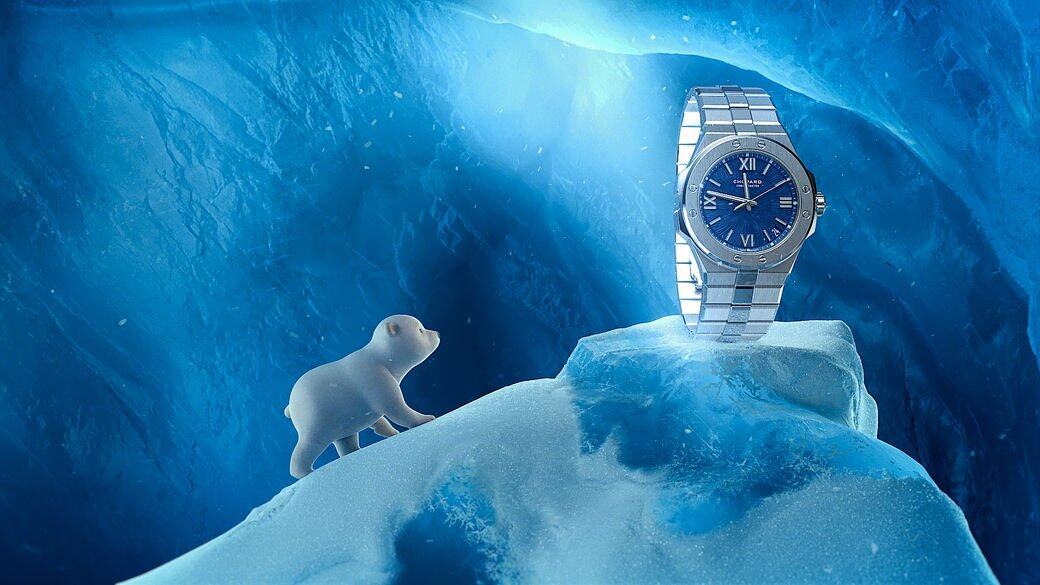 同樣是銀白錶身配上湛藍錶盤，Alpine Eagle腕錶蛻變自80年代的St. Moritz系列，簡約