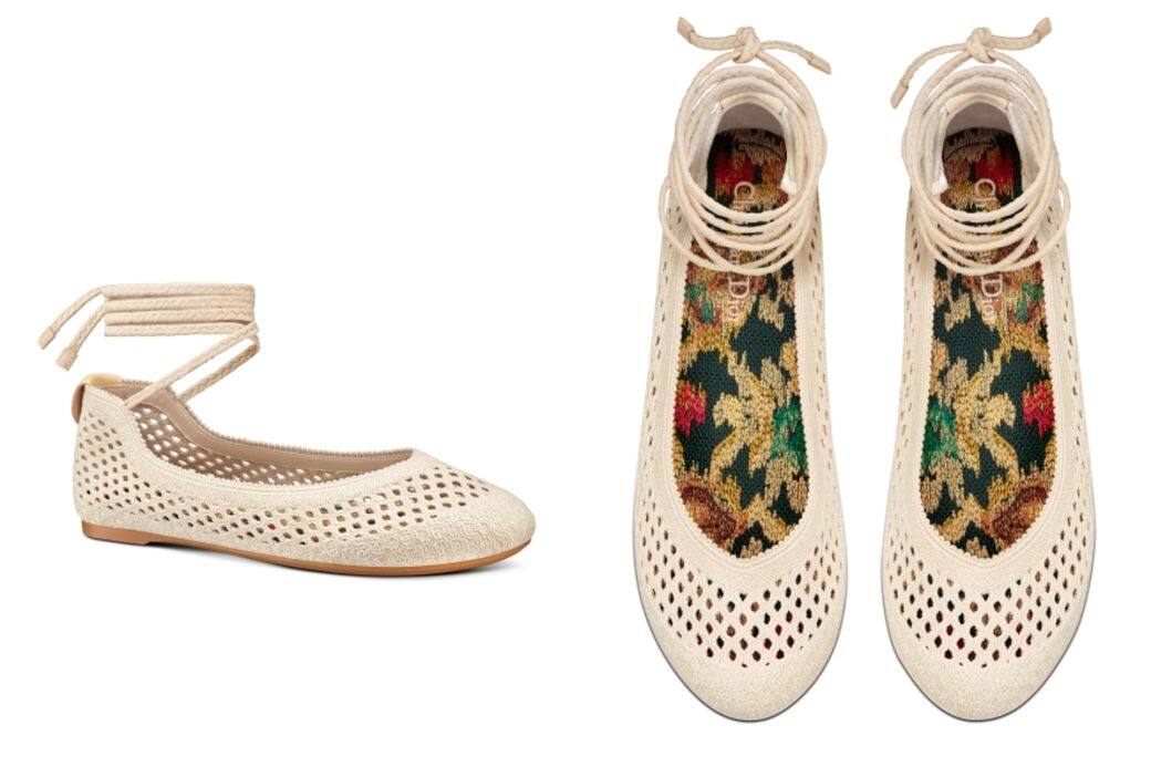 dior poème lace ballerina flat