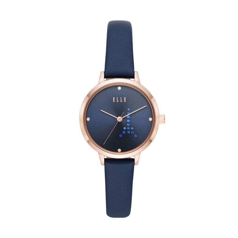 ELLE Eiffel 深藍色皮革腕錶 $650