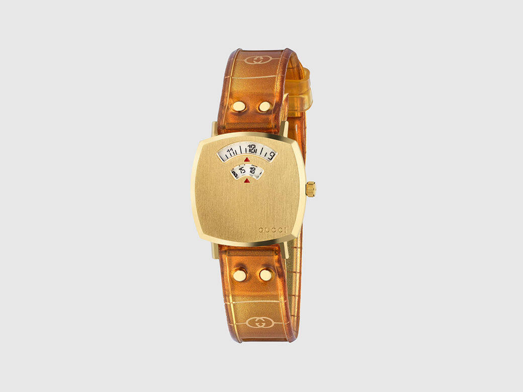 相比Hermès，Gucci的手錶設計玩味感較重，就好像這款設計靈感來自於滑板世