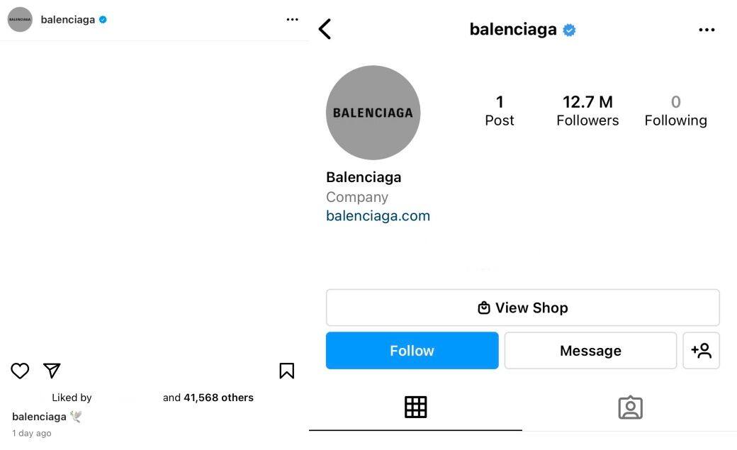 Balenciaga於2021年7月1日無預警清空IG所有貼文 Balenciaga於2021年7月1日無預警清空IG所有貼文