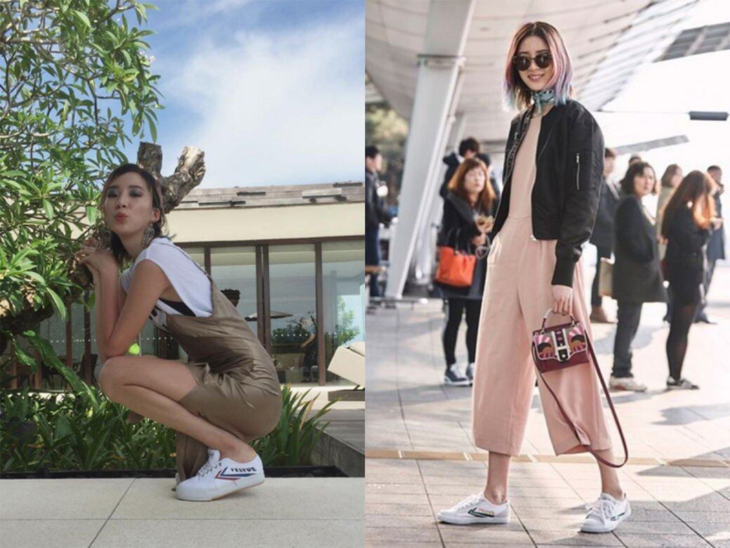 Irene的以飛躍鞋襯短裙,性感魅力十足;改以鬆身連身褲亮相,一樣有型有款。 Irene的以飛躍鞋襯短裙,性感魅力十足;改以鬆身連身褲亮相,一樣有型有款。