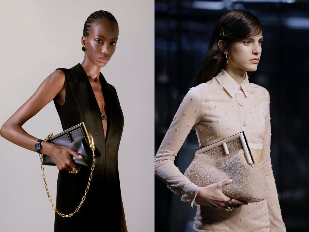 Fendi First的手袋都會附上有FF Logo的金鏈,手提優雅、肩揹率性,因為手袋的顏色 Fendi First的手袋都會附上有FF Logo的金鏈,手提優雅、肩揹率性,因為手袋的顏色