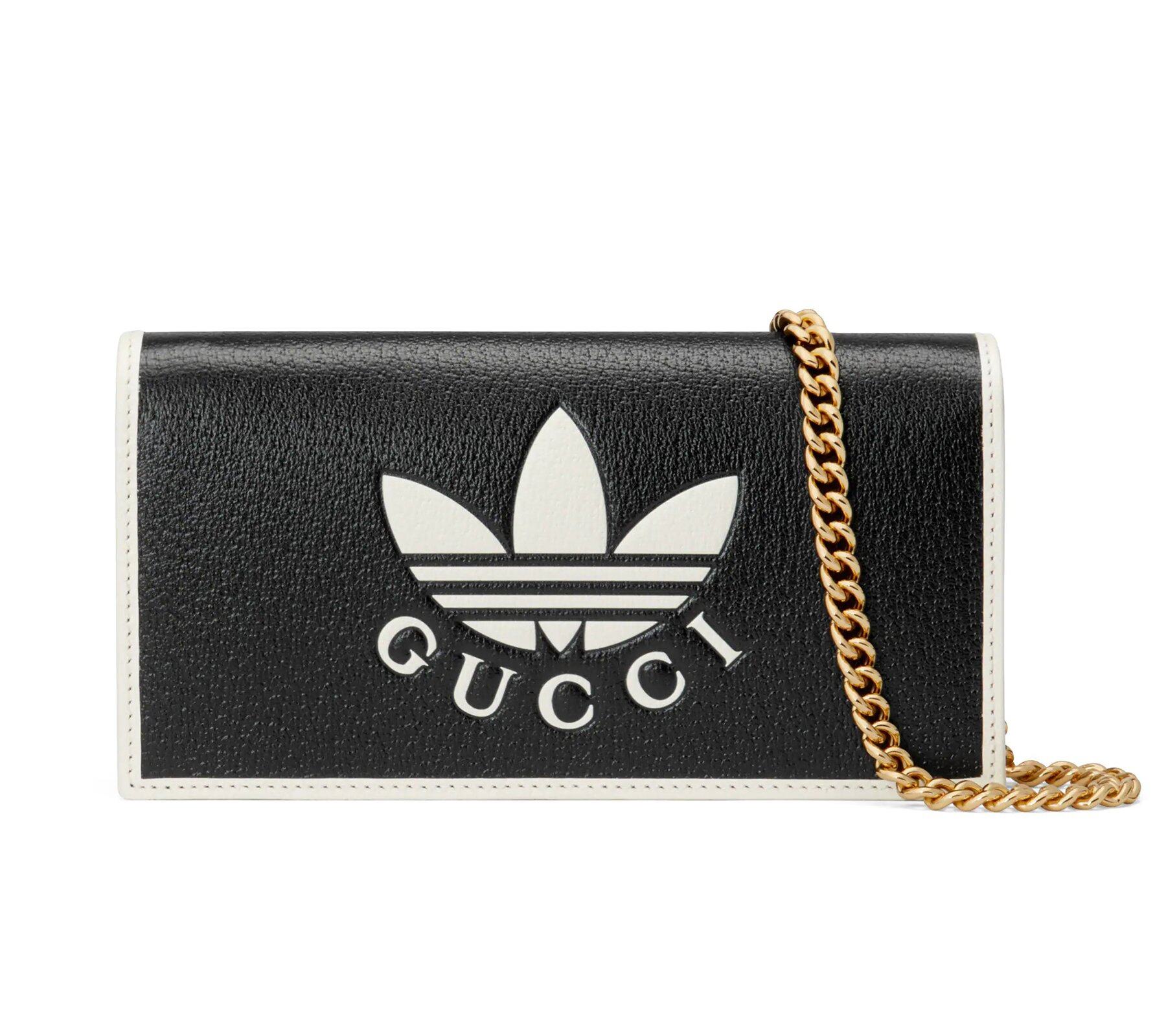 黑色皮革adidas x Gucci鏈帶銀包 黑色皮革adidas x Gucci鏈帶銀包