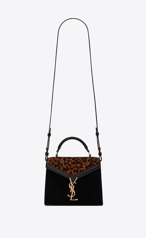 Cassandra mini top handle bag in leopard-print suede and smooth leather HK$ 18,900繼而還有黑色加豹紋設計的款式,而 Cassandra mini top handle bag in leopard-print suede and smooth leather HK$ 18,900繼而還有黑色加豹紋設計的款式,而