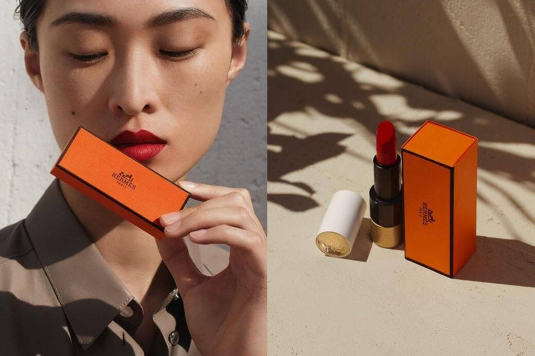 Hermès唇膏的盒子也採用了經典愛馬仕橙色，縮小了的盒子特別可愛！