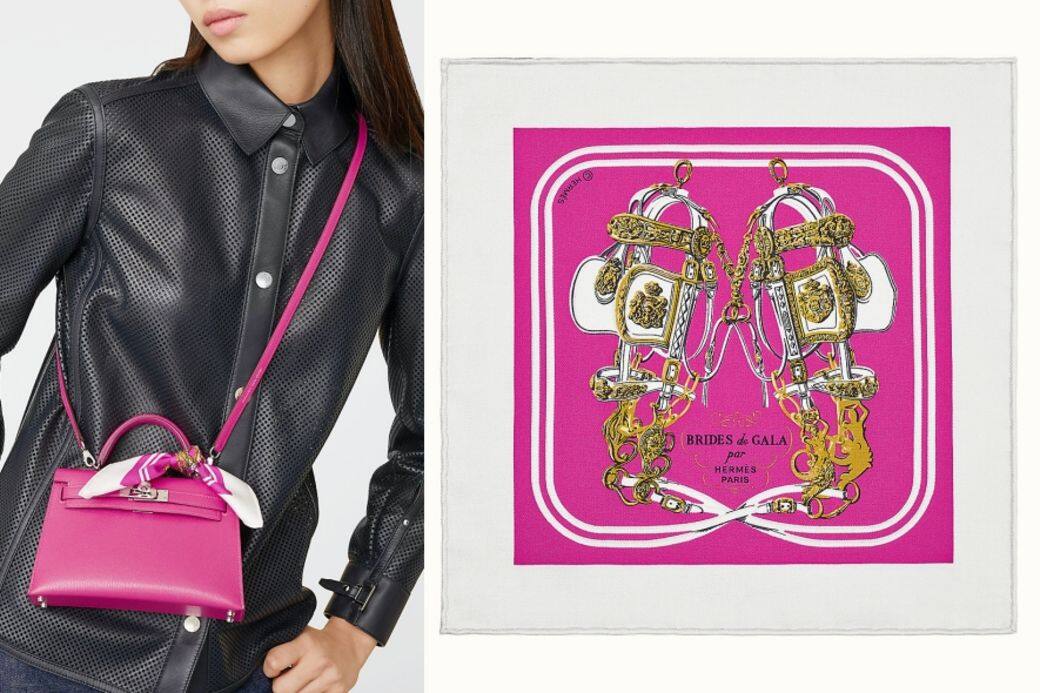 飾釦圖案方形絲巾($880 Hermès)尺寸:20 X 20cm又一經典的Hermès圖案作品,是入 飾釦圖案方形絲巾($880 Hermès)尺寸:20 X 20cm又一經典的Hermès圖案作品,是入