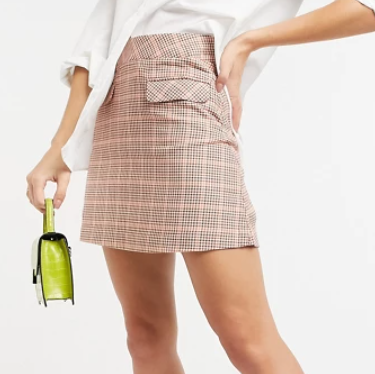 People Tree organic cotton mini skirt in houndstooth check