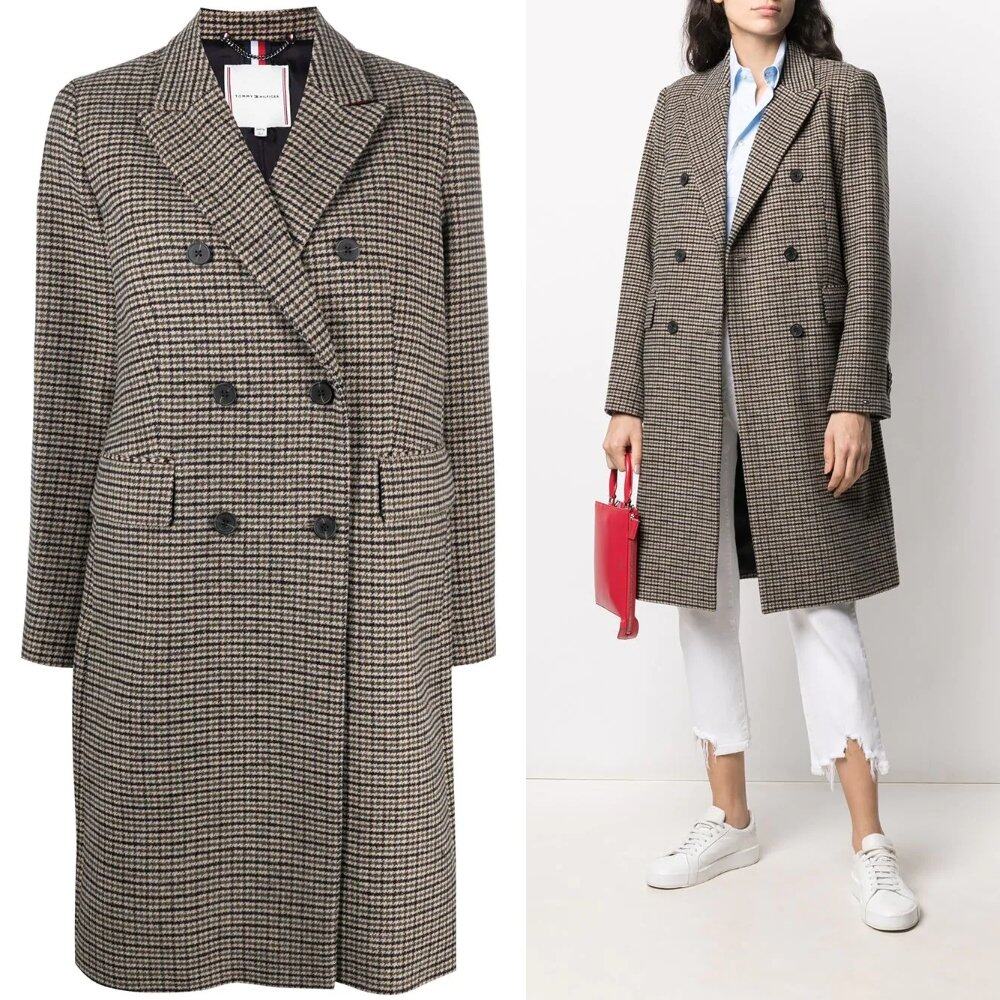 Tommy Hilfiger double-breasted houndstooth coat