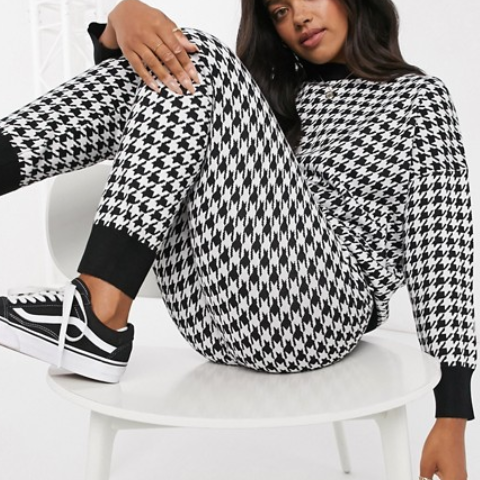 Asos QED London jumper and jogger set in houndstooth