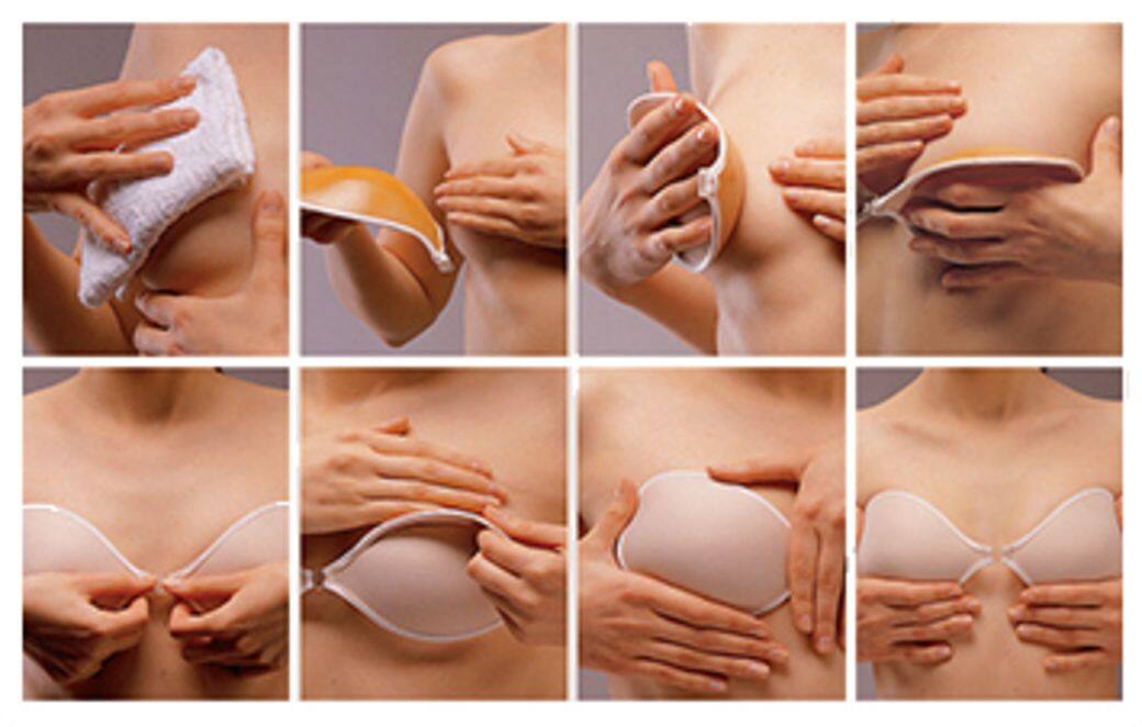Step 1: 為確保nude bra能緊緊黏貼在乳房上,戴上前不應塗抹任何潤膚產品,肌 Step 1: 為確保nude bra能緊緊黏貼在乳房上,戴上前不應塗抹任何潤膚產品,肌