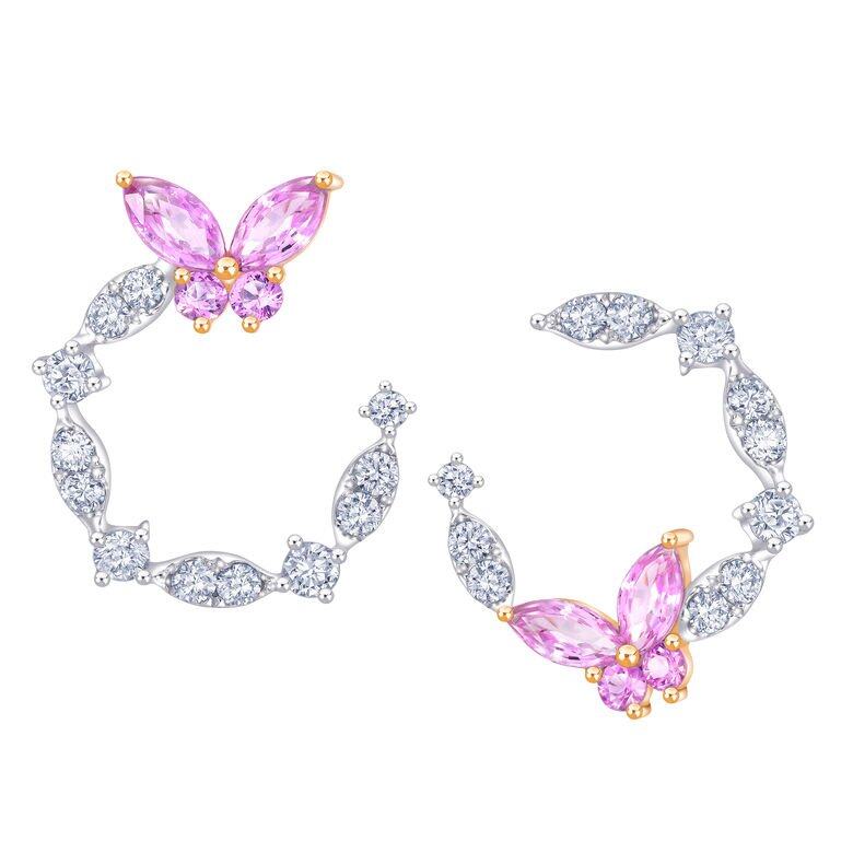 矚目的粉紅藍寶石蝴蝶造型，在鑽石花間飛舞，justdiamond「Fly in Love」系列就是以如此