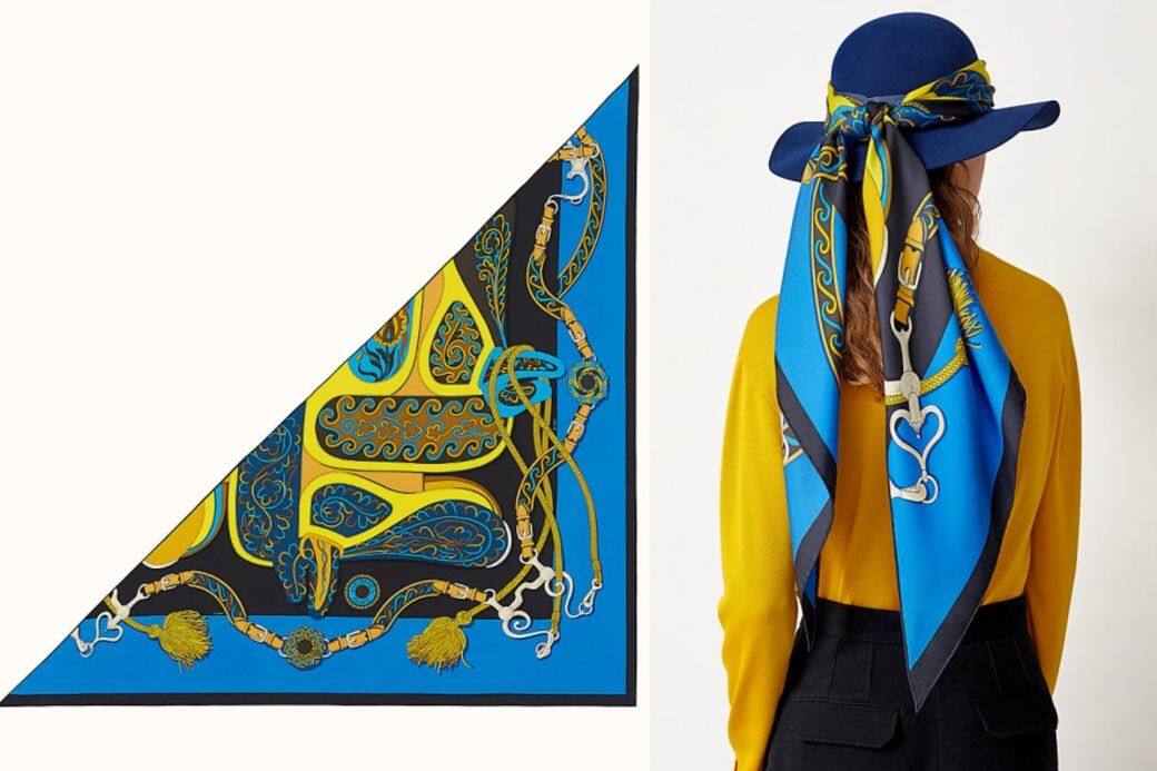 混色圖案絲巾($3,800 Hermès)尺寸: 90 x 90 CM想有不一樣的感覺?有別於一貫絲 混色圖案絲巾($3,800 Hermès)尺寸: 90 x 90 CM想有不一樣的感覺?有別於一貫絲