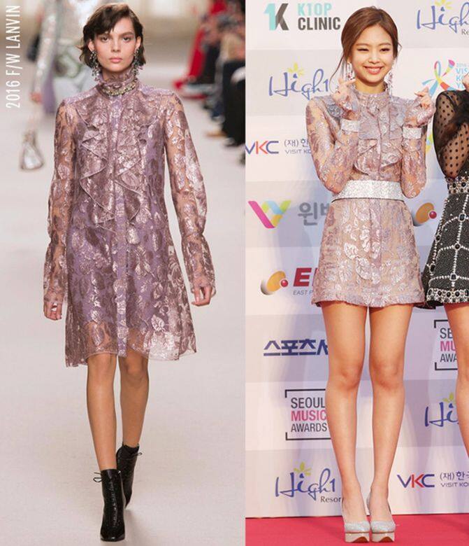以透視質料來展示夏天清涼感的Lanvin 2016秋冬系列連身裙,連同模特兒佩戴 以透視質料來展示夏天清涼感的Lanvin 2016秋冬系列連身裙,連同模特兒佩戴