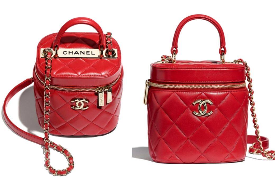 Chanel 紅色小羊皮化妝箱手袋（ 24 × 15.5 × 12 cm ）（$31,200)香奈兒除了方盒設計的化妝