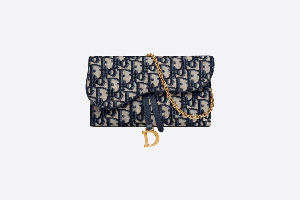 長銀包開運推介:Dior 藍色Oblique 提花 Saddle錢包 長銀包開運推介:Dior 藍色Oblique 提花 Saddle錢包