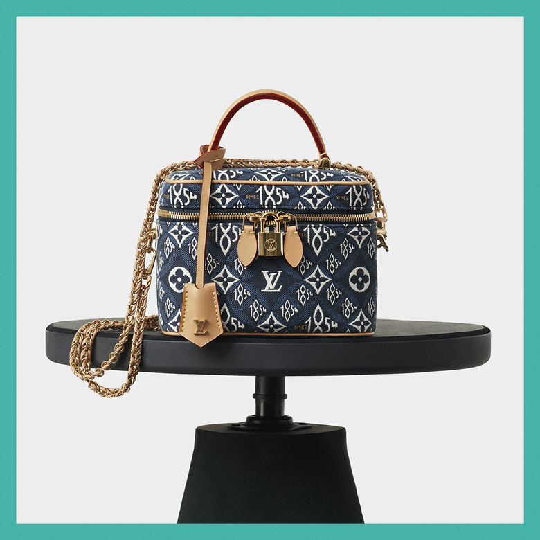 Louis Vuitton Since 1854 Blue全新藍色提花布化妝盒型手袋,配上皮革鏈帶,側揹和手挽兩 Louis Vuitton Since 1854 Blue全新藍色提花布化妝盒型手袋,配上皮革鏈帶,側揹和手挽兩