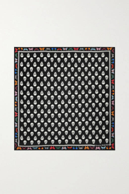 Alexander McQueen黑色髏骷骨圖案絲巾@net-a-porter $1,900 Alexander McQueen黑色髏骷骨圖案絲巾@net-a-porter $1,900