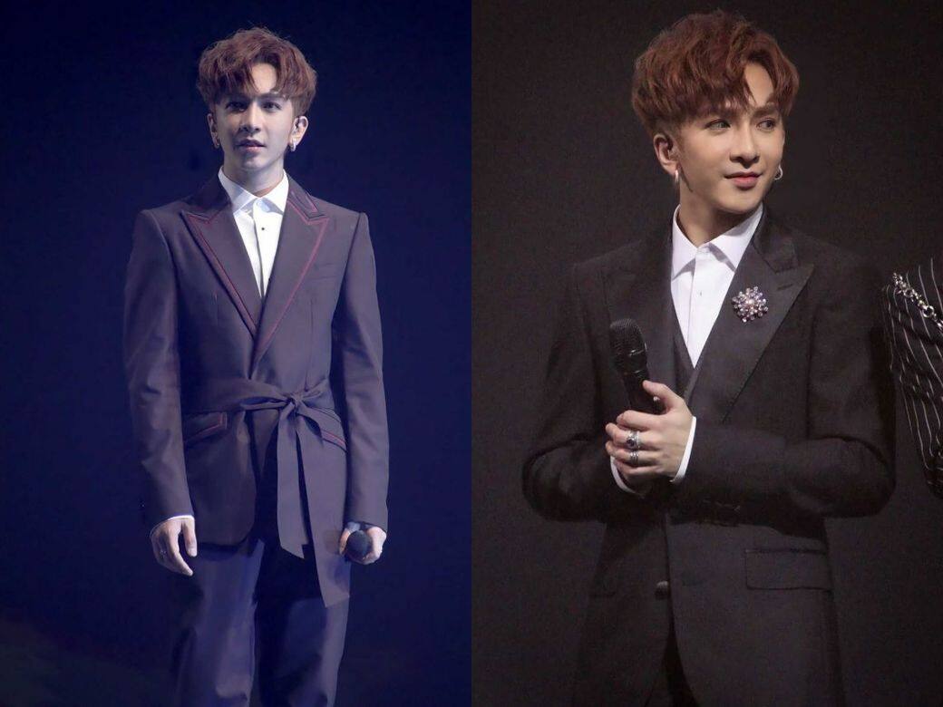 愛穿西裝的Anson Lo,今次在Mirror 2021演唱會上一共穿了兩套Dolce & Gabbana黑色及紫色西 愛穿西裝的Anson Lo,今次在Mirror 2021演唱會上一共穿了兩套Dolce & Gabbana黑色及紫色西