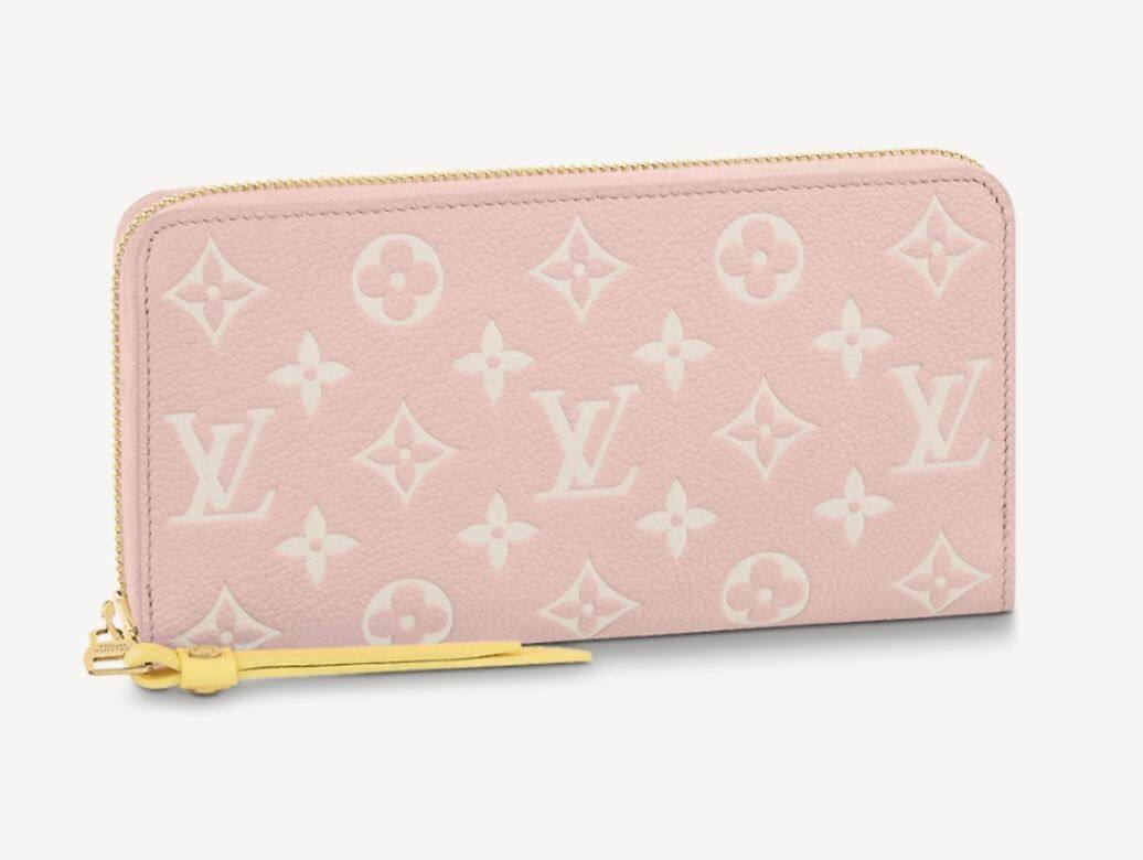 Louis Vuitton粉紅色壓花皮革拉鏈錢包