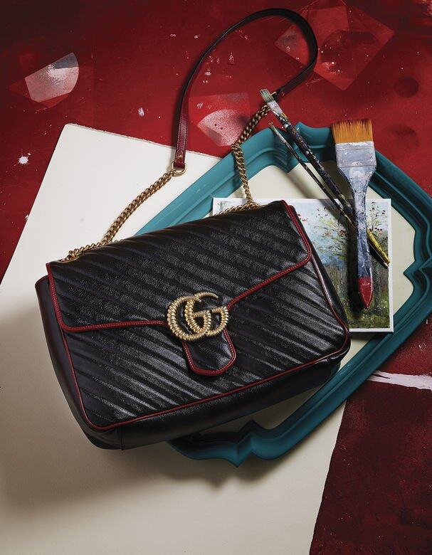 GG Marmont黑色皮革手袋 Gucci GG Marmont黑色皮革手袋 Gucci