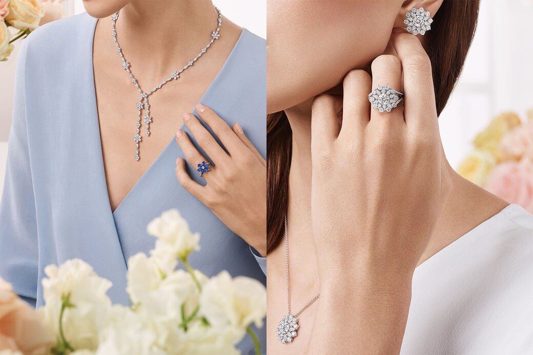 Harry Winston Forget-Me-Not勿忘我珠寶系列及Lotus Cluster芙蓉錦簇珠寶系列。 Harry Winston Forget-Me-Not勿忘我珠寶系列及Lotus Cluster芙蓉錦簇珠寶系列。