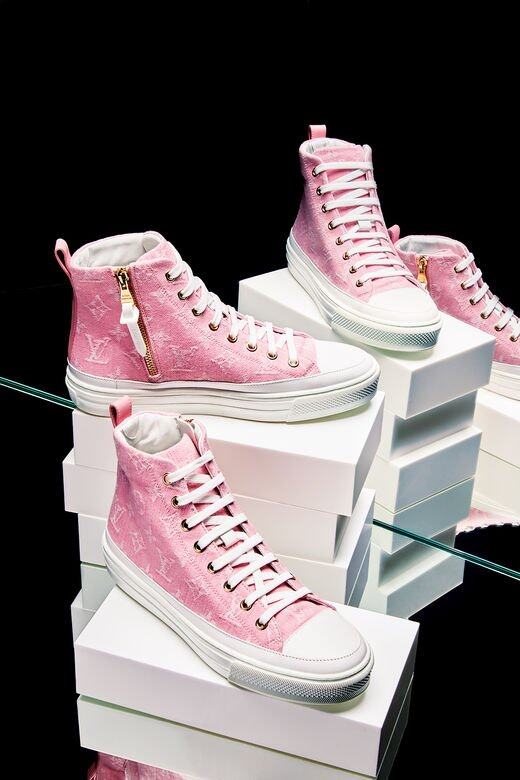 Stellar粉紅色牛仔布高筒運動鞋 Louis Vuitton