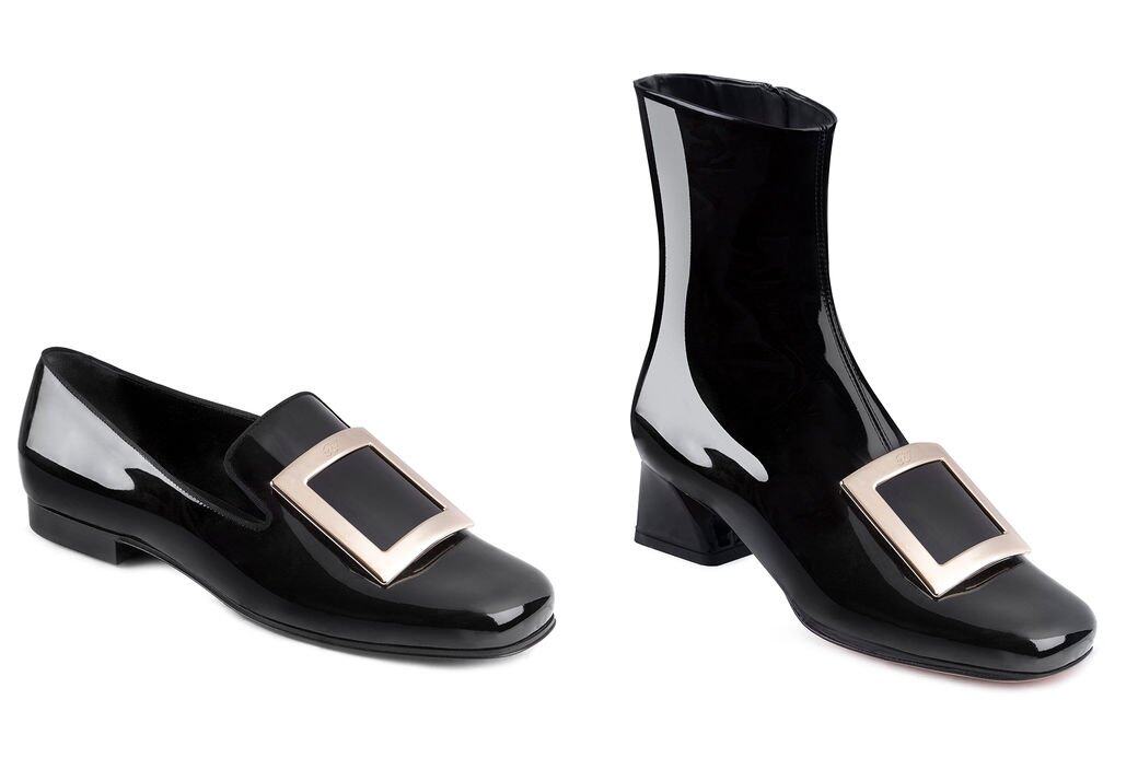 Très Vivier還將全新方跟設計與標誌性的方形釦帶到休閒鞋與長靴款式之