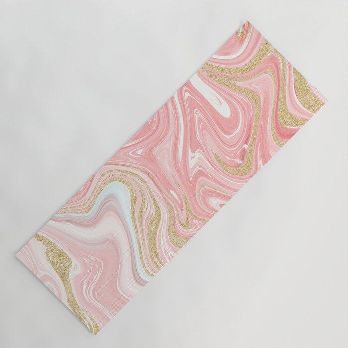 Modern Pink Coral Marble Gold Glitter Pattern 瑜伽墊 Modern Pink Coral Marble Gold Glitter Pattern 瑜伽墊