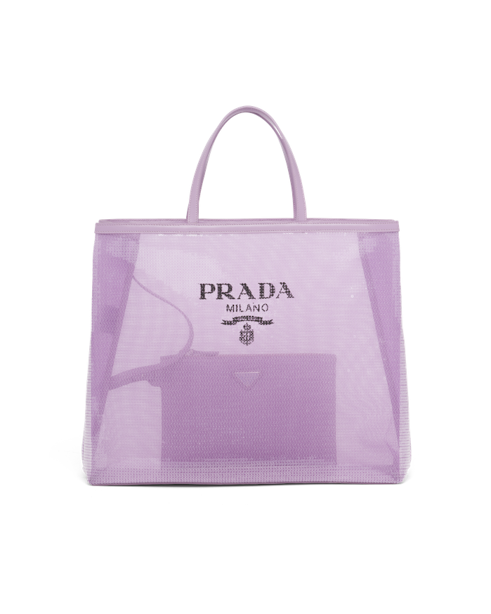 紫色刺繡亮片手挽袋