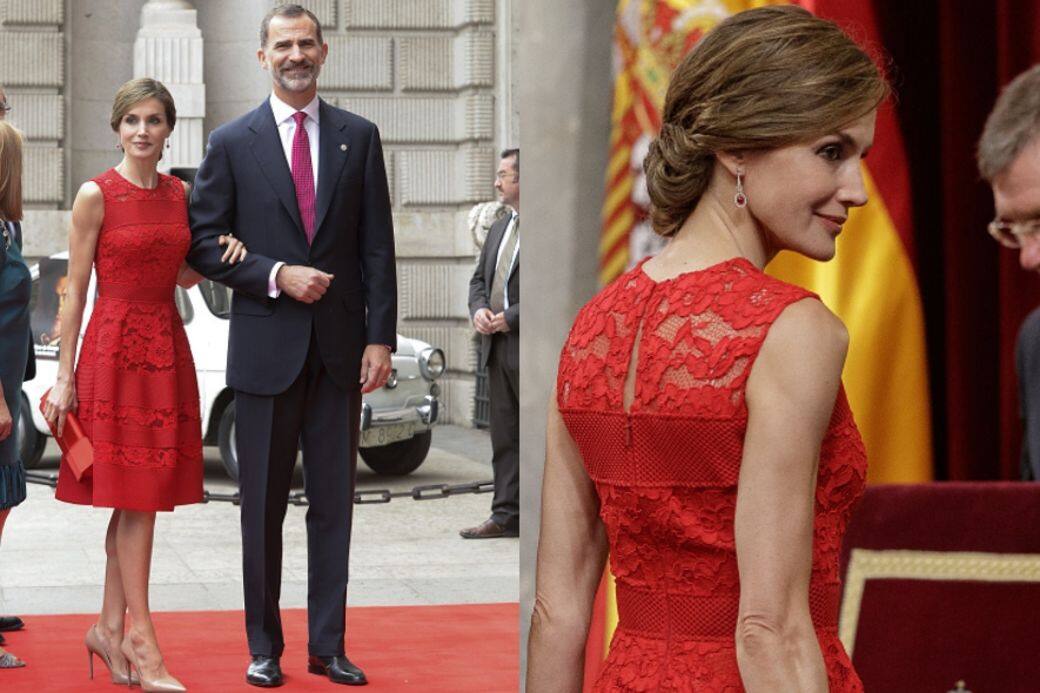 Queen Letizia另一套紅色穿搭亦同樣典雅，充滿熱情與活力的紅色色調大大提升