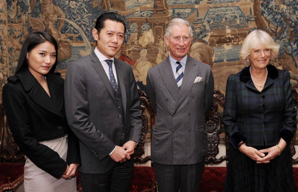 不丹國王旺楚克與王后佩瑪早前到訪英國見和查理斯王子和卡米拉時