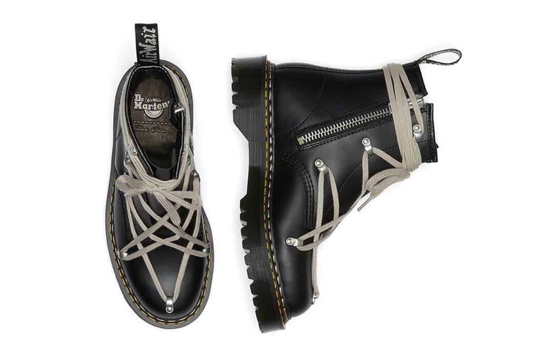 今回設計，以廣為人知的Dr. Martens經典1460 BEX靴款作為設計基礎，鞋身以全黑示