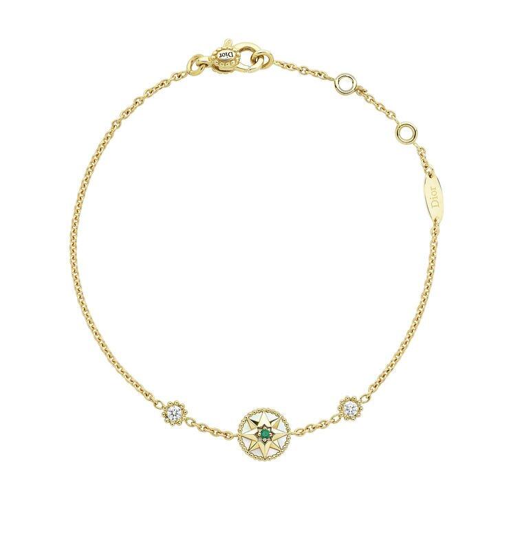 18K黃金鑽石、祖母綠及珍珠母貝手鏈(Dior Joaillerie)