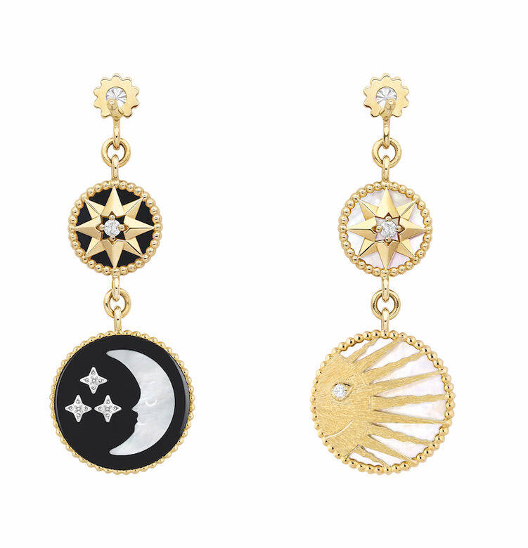 18K黃金及白金鑽石、珍珠母貝及縞瑪瑙耳環(Dior Joaillerie)