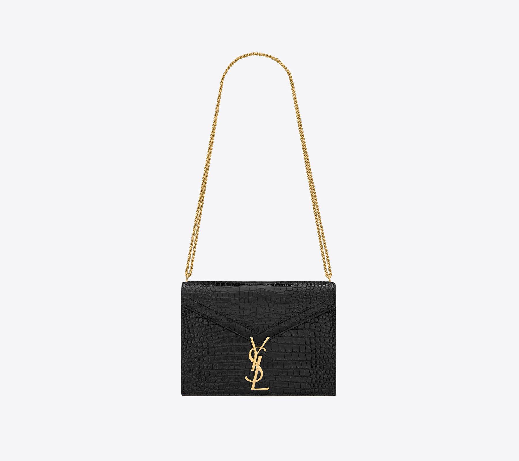 Cassandra Chain Bag黑色亮面鱷魚壓紋皮革手袋 Cassandra Chain Bag黑色亮面鱷魚壓紋皮革手袋