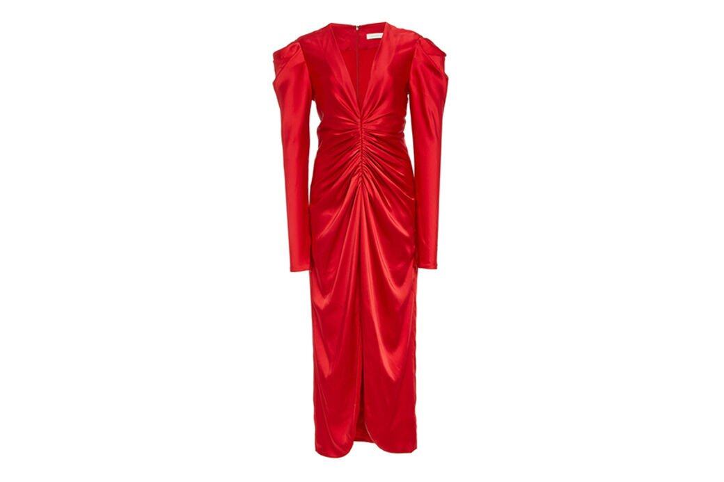 Jonathan Simkhai US$695 HKD~5424.73緞面V領連身裙一件復古又華麗的連身裙正好穿去參