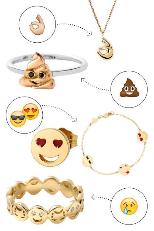 如果你不想完全裝扮成Emoji的話,也可以用以下Alison Lou 的 Emoji小飾物作低調可 如果你不想完全裝扮成Emoji的話,也可以用以下Alison Lou 的 Emoji小飾物作低調可