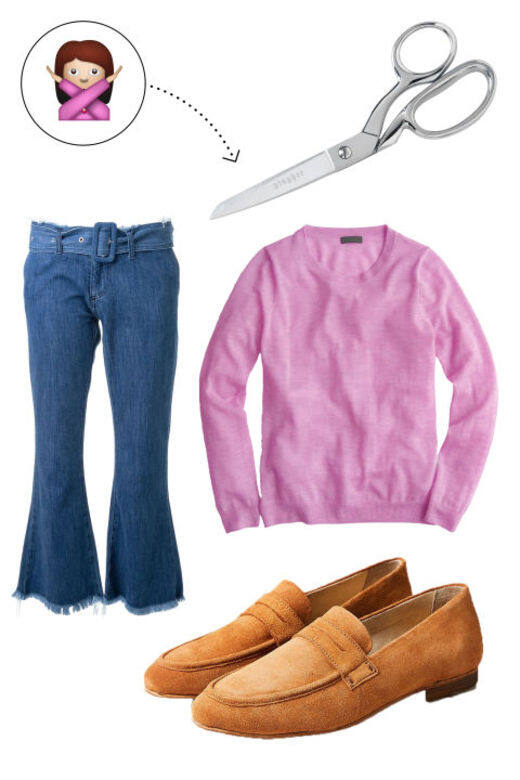 J. Crew 意大利絨長袖 T-Shirt, USD$188 (約HKD$1460 ) Marques' Alemeida七分喇叭牛仔褲, USD$481 (約HKD$3730 ) ;farfetchGingher J. Crew 意大利絨長袖 T-Shirt, USD$188 (約HKD$1460 ) Marques' Alemeida七分喇叭牛仔褲, USD$481 (約HKD$3730 ) ;farfetchGingher