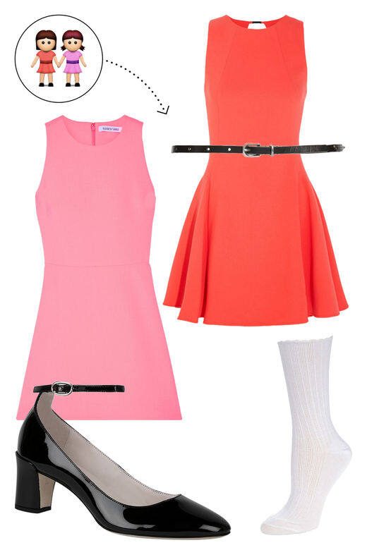(左裙)Elizabeth and James 粉紅色連身迷你裙, USD$365 (約HKD$2830 ) ; net-a-porter(右裙)Halston Heritage 橙紅色連身 (左裙)Elizabeth and James 粉紅色連身迷你裙, USD$365 (約HKD$2830 ) ; net-a-porter(右裙)Halston Heritage 橙紅色連身