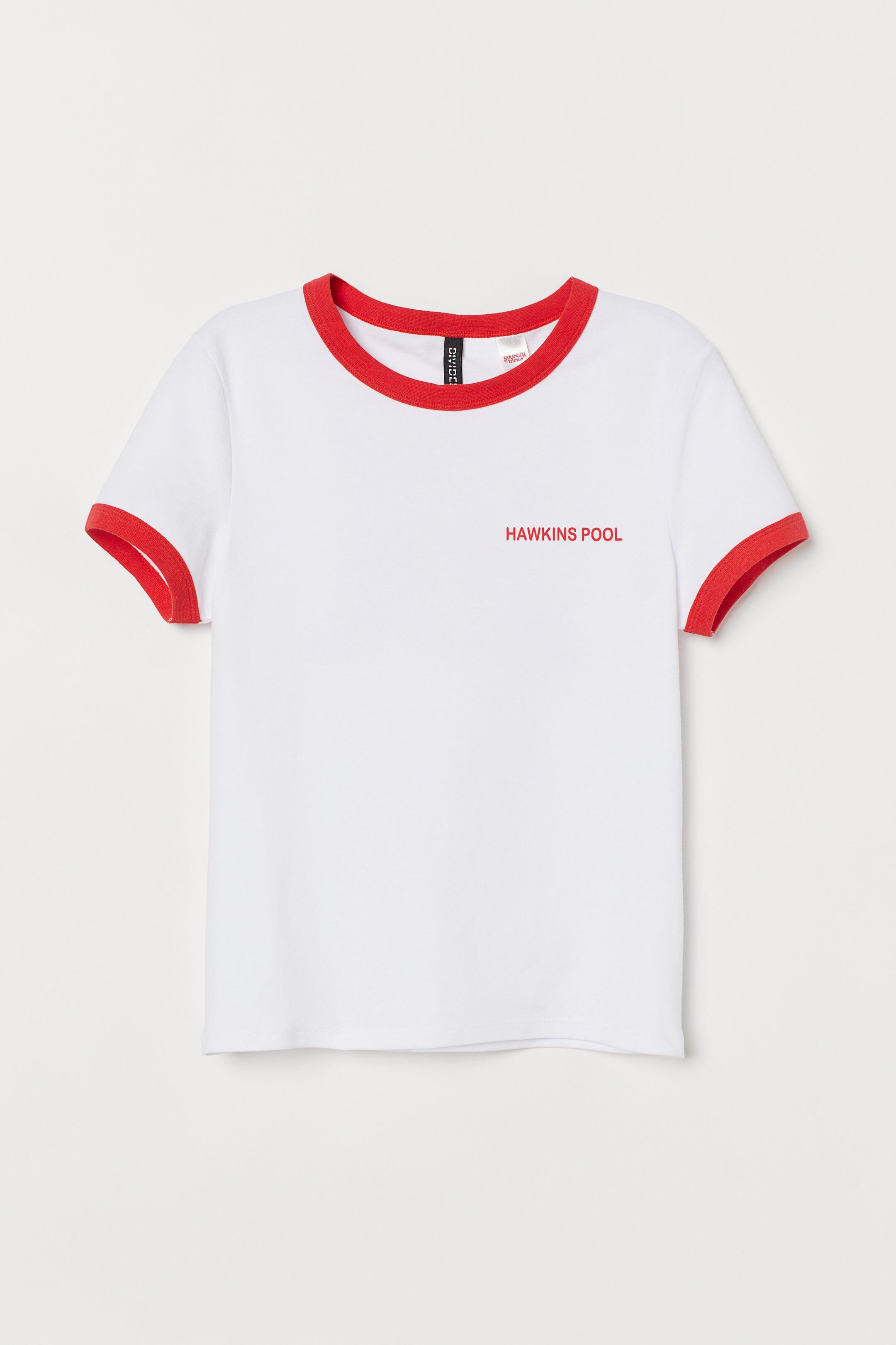 Stranger Things x H&M 紅邊白色T恤