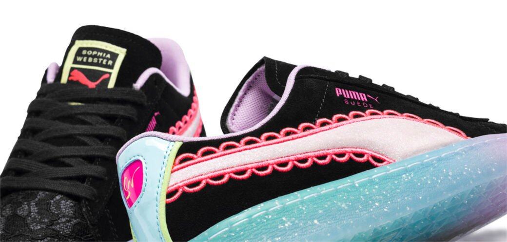 Puma x Sophia Webster是少女風的夢幻組合,粉彩色拼罵色喱士設計波鞋十分吸引。 Puma x Sophia Webster是少女風的夢幻組合,粉彩色拼罵色喱士設計波鞋十分吸引。