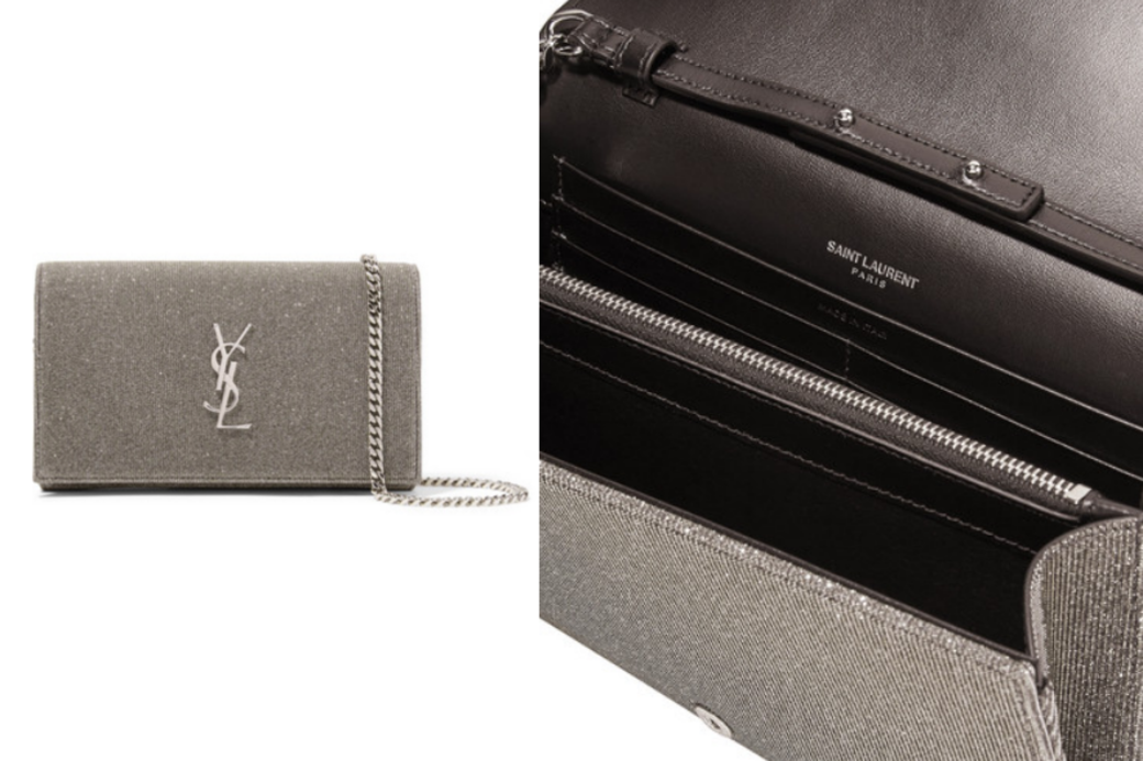 金屬色皮革銀包鏈袋($8,750 Saint Laurent, available at net-a-porter.com) 金屬色皮革銀包鏈袋($8,750 Saint Laurent, available at net-a-porter.com)