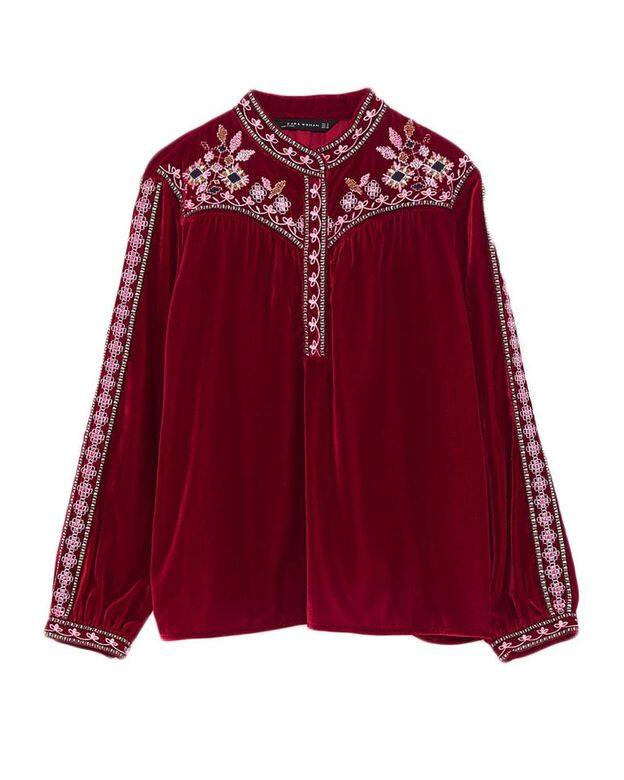 Zara刺繡天鵝絨襯衫£39.99 (約港幣$400) Zara刺繡天鵝絨襯衫£39.99 (約港幣$400)