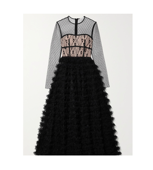 REDValentino 荷葉邊蕾絲薄紗長裙 REDValentino 荷葉邊蕾絲薄紗長裙