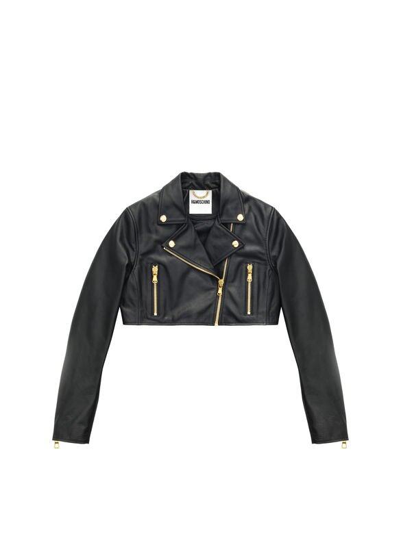 中價Biker皮褸推薦:H&M x Moschino 短皮褸($2,900)獨特超短剪裁是這件皮褸的特色 中價Biker皮褸推薦:H&M x Moschino 短皮褸($2,900)獨特超短剪裁是這件皮褸的特色
