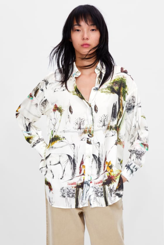 白色植物圖案裇衫 $299 Zara 白色植物圖案裇衫 $299 Zara