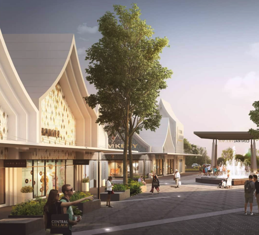 貼合當地的特色,Central Village採用泰式建築風格,到處都是白色尖形屋頂。 貼合當地的特色,Central Village採用泰式建築風格,到處都是白色尖形屋頂。